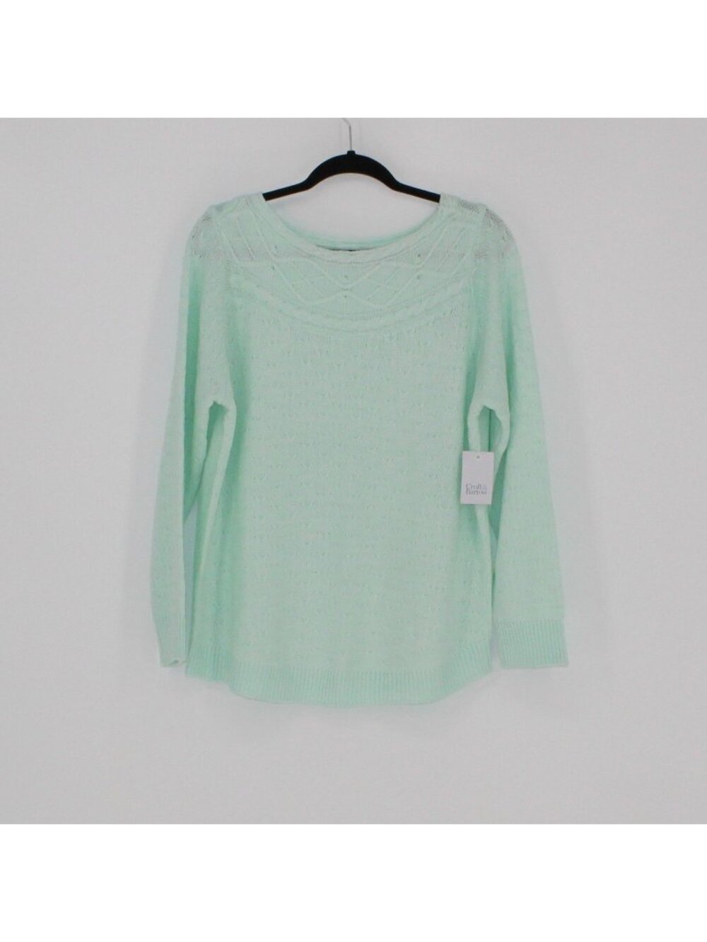 13) NEW Croft & Barrow Mint Green Textured Knit Pullover Sweater Women Size XL